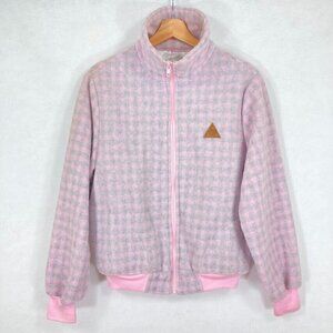 Vintage Junior Connection By Mervyn's Pink And Gray Plaid Fleece Jacket M